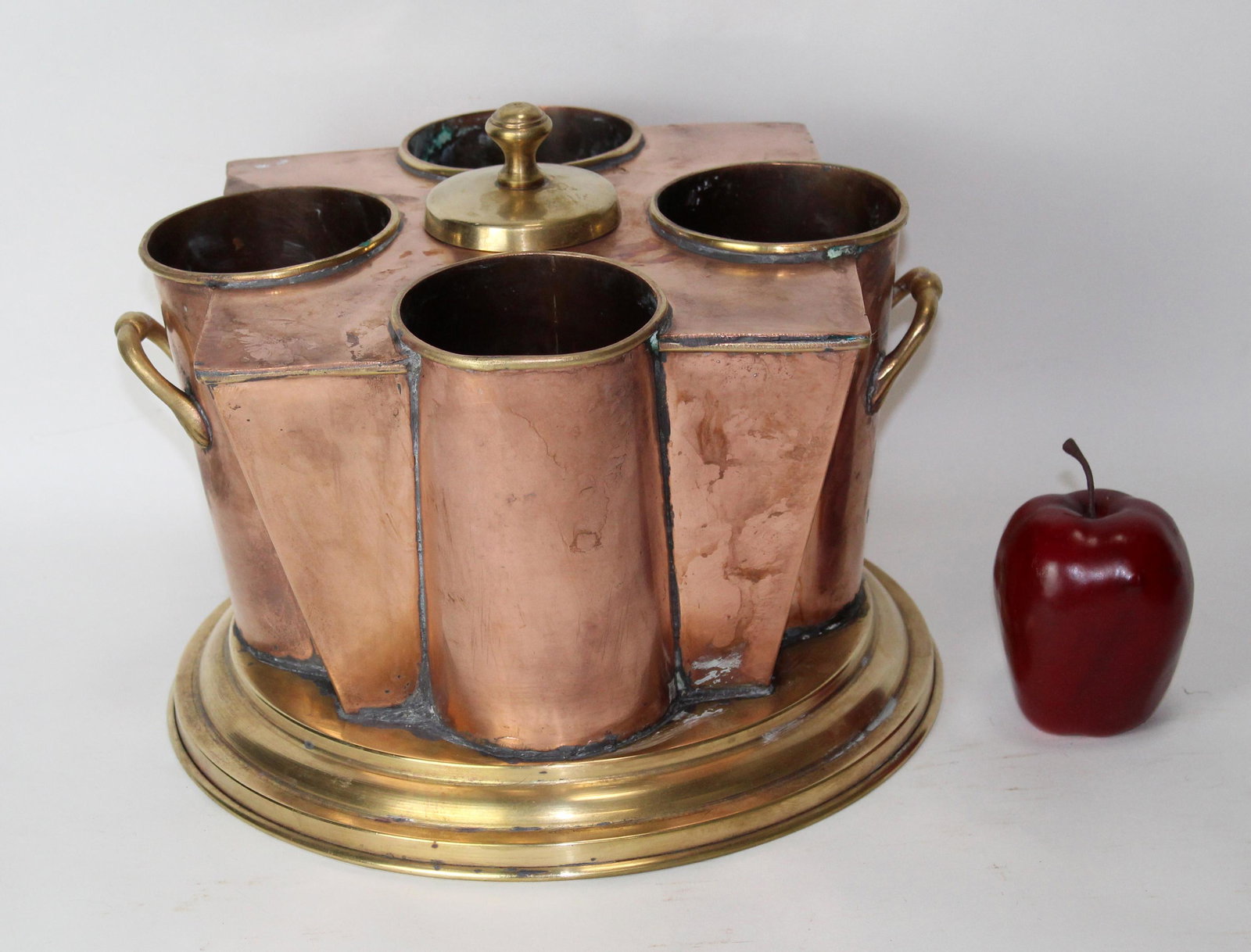 Copper 4 bottle wine cellarette: Copper 4 bottle wine cellarette. 9"h x 13"w x 12"d