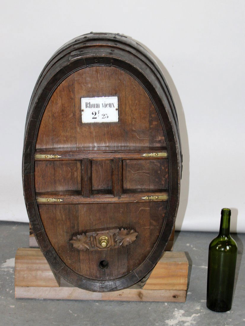 Antique French oak rum barrel with enamel plaque (1 of 9)