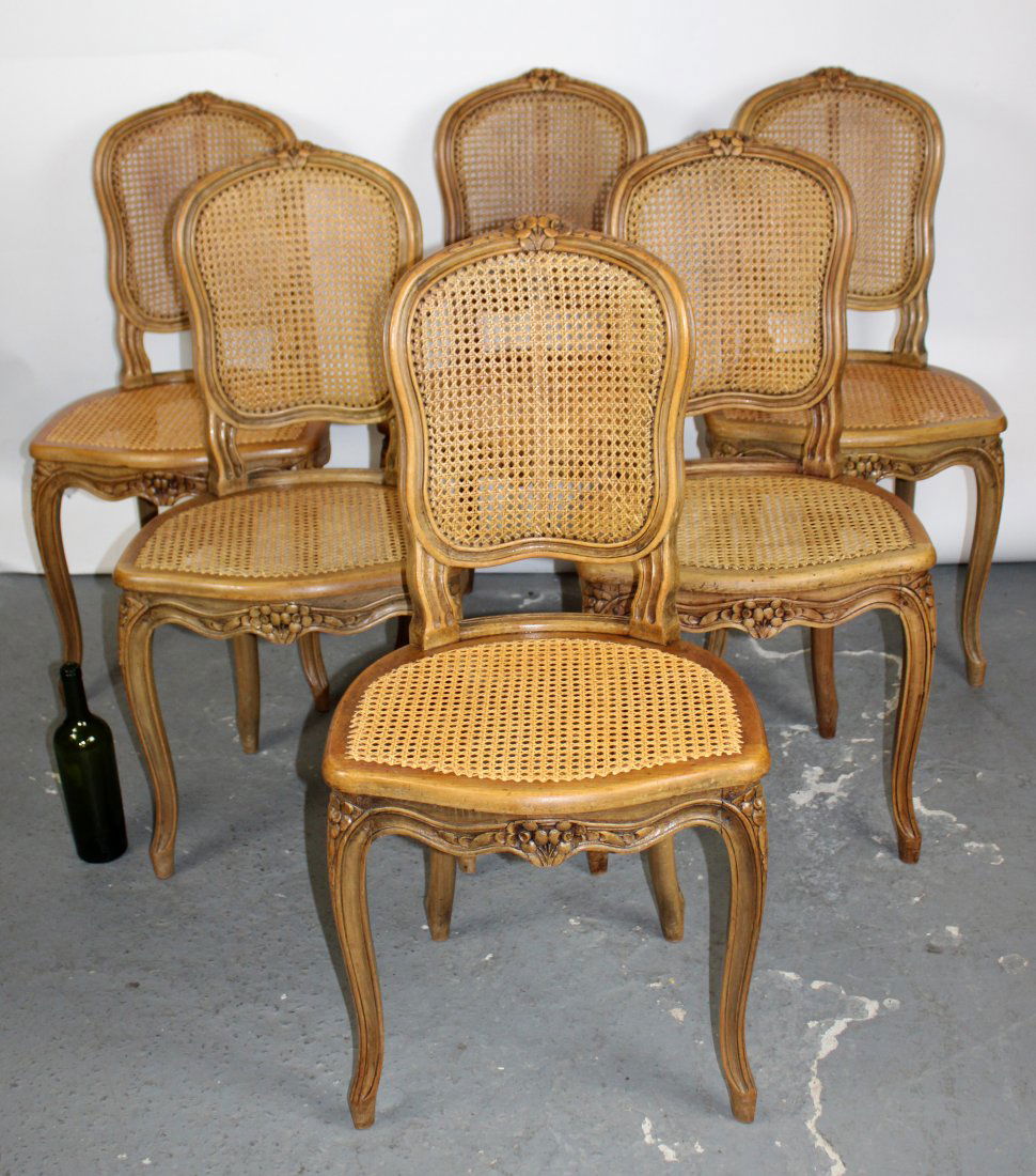 Set of 6 French Louis XV style side chairs in walnut (1 of 8)