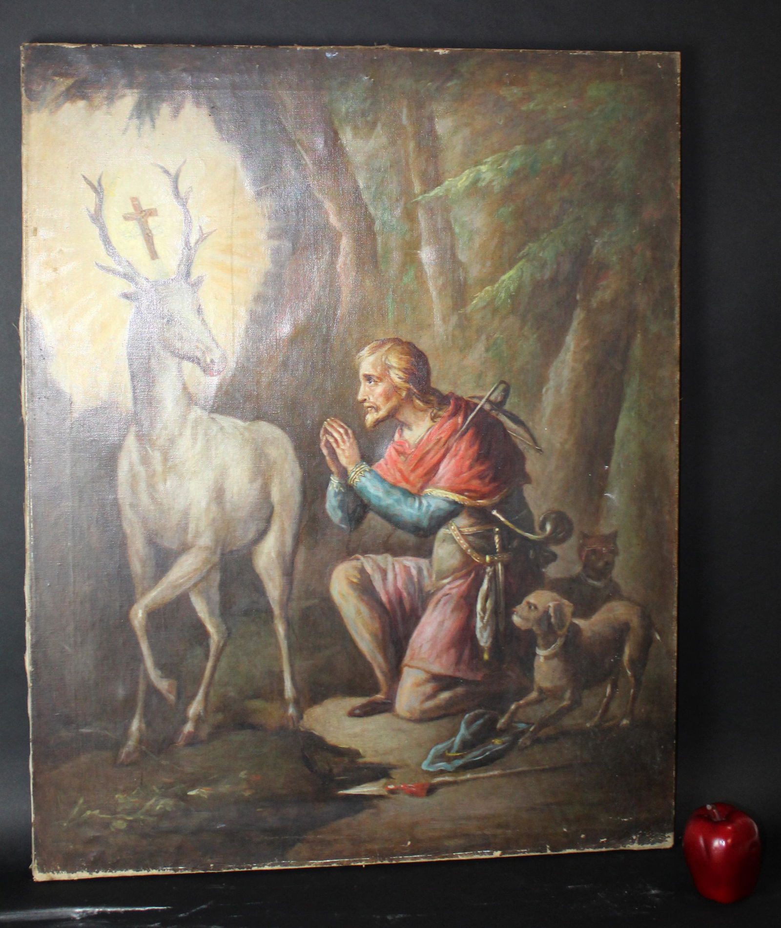 Oil on canvas painting Saint Hubert with Stag (1 of 9)