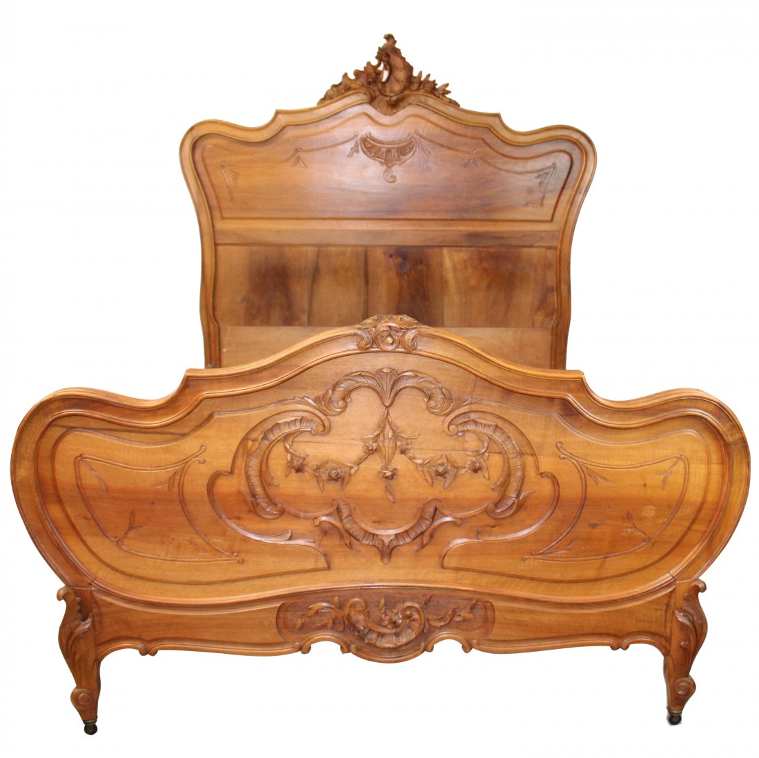 French Louis XV carved walnut bed (1 of 11)