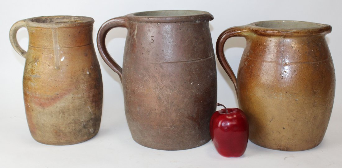 Lot of 3 French ceramic cream pots from Normandy (1 of 4)