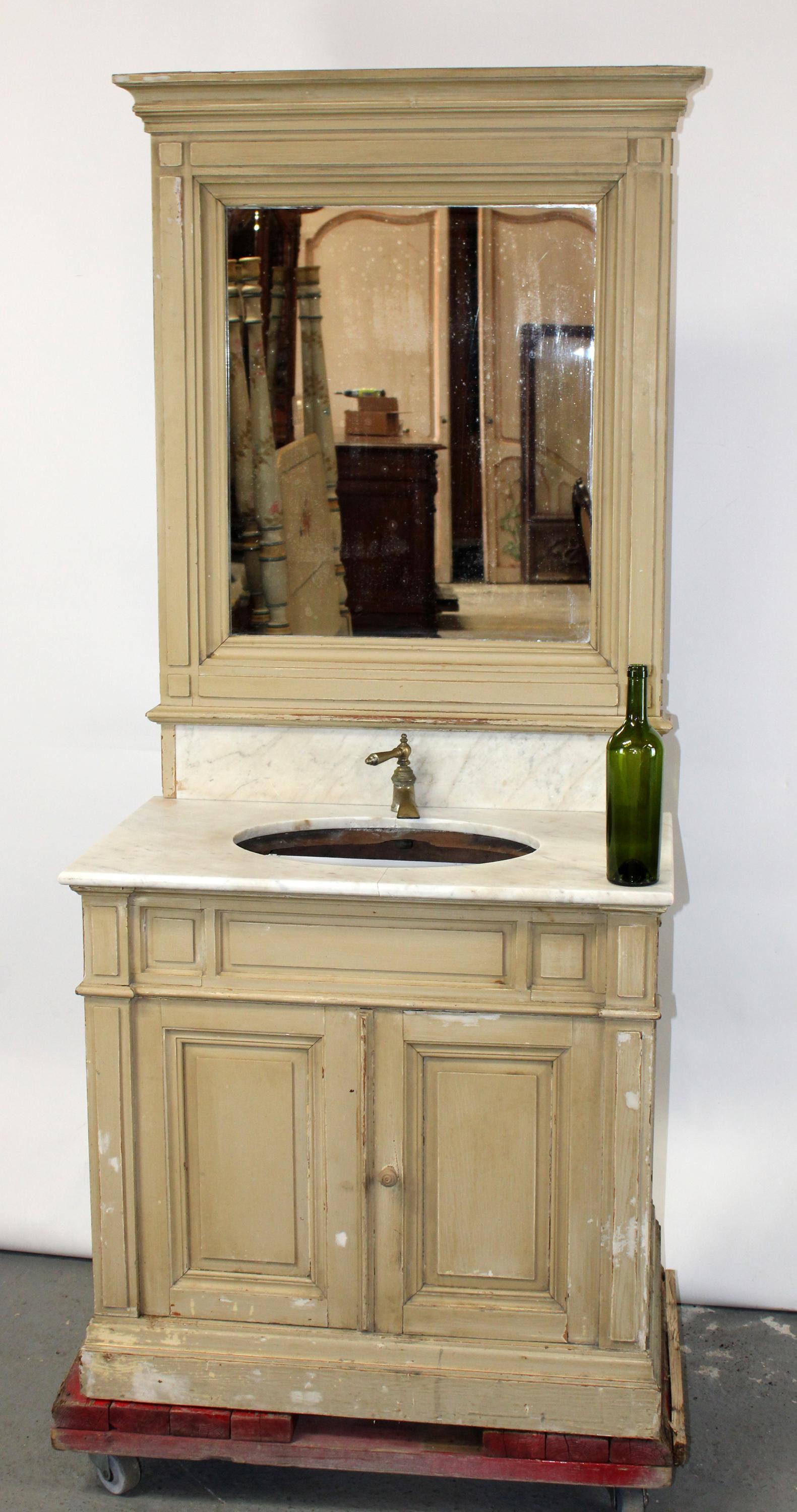 French farmhouse sink cabinet with mirror (1 of 9)