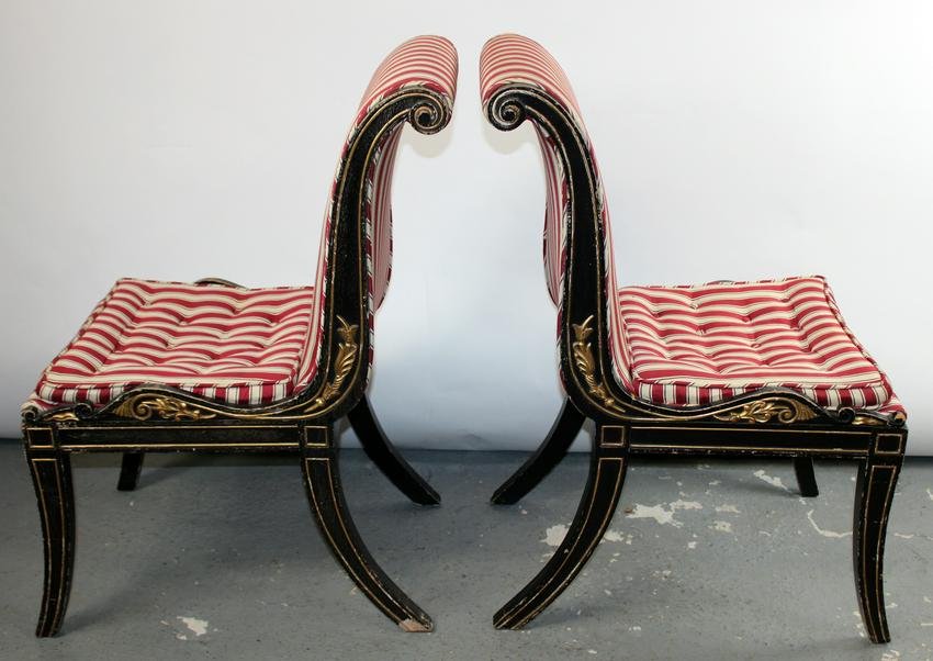 Pair of French Empire style rolled back side chairs (1 of 13)