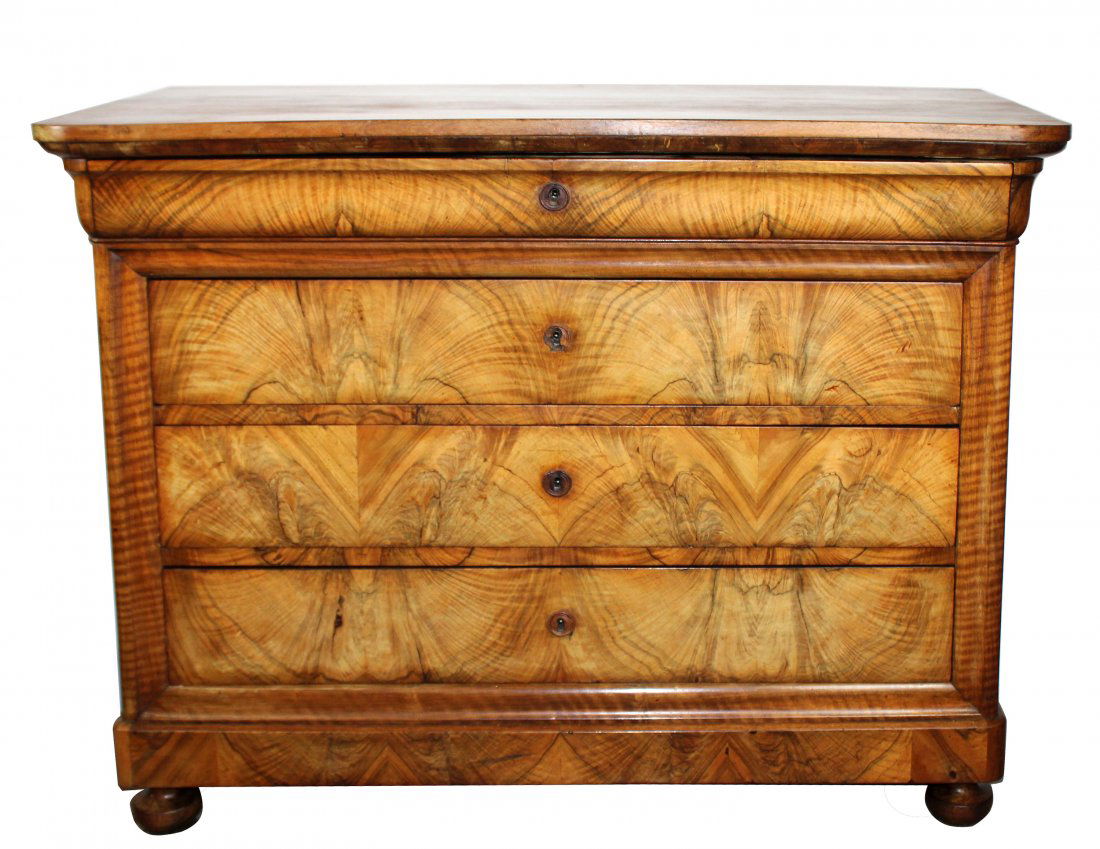 French Louis Philippe commode  in burled walnut with (1 of 12)