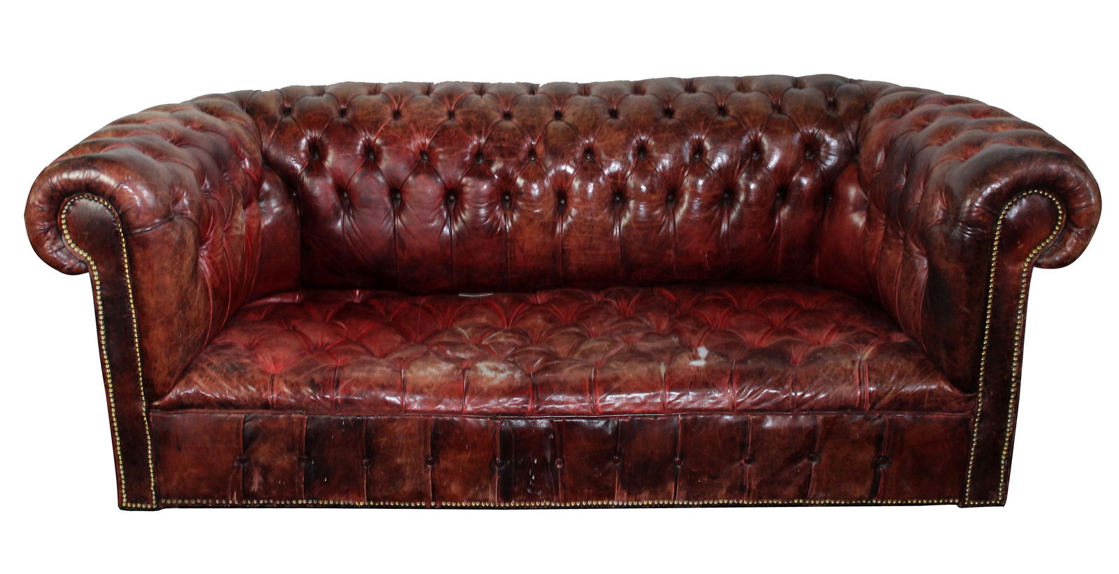Antique tufted leather Chesterfield sofa (1 of 9)