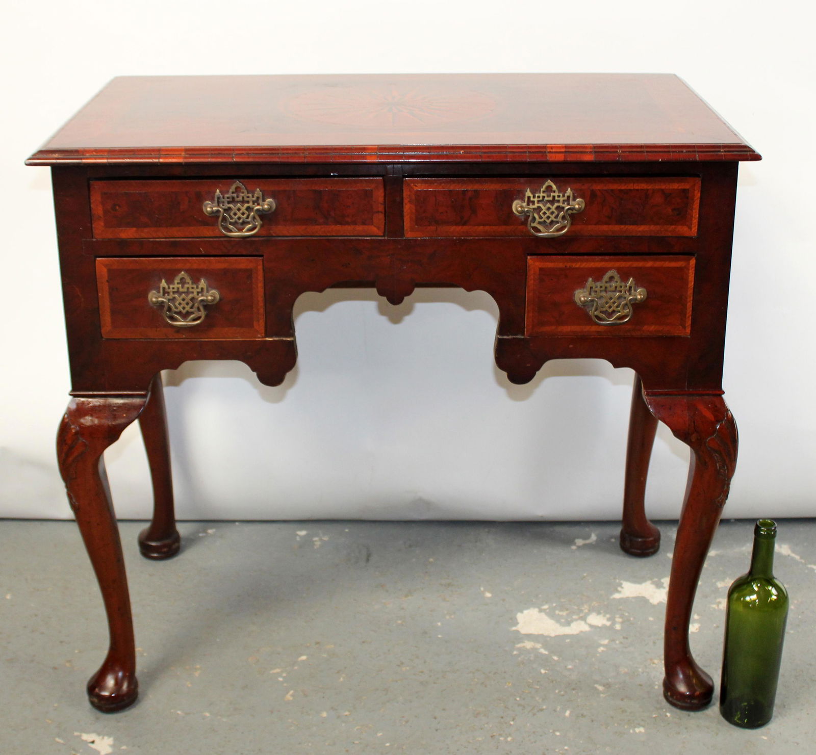 Queen Ann lowboy chest with inlaid sunburst (1 of 13)