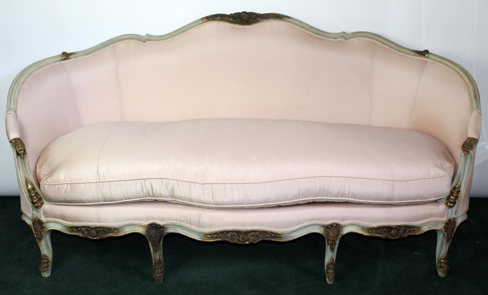 French Louis XV canape  with silk upholstery (1 of 10)
