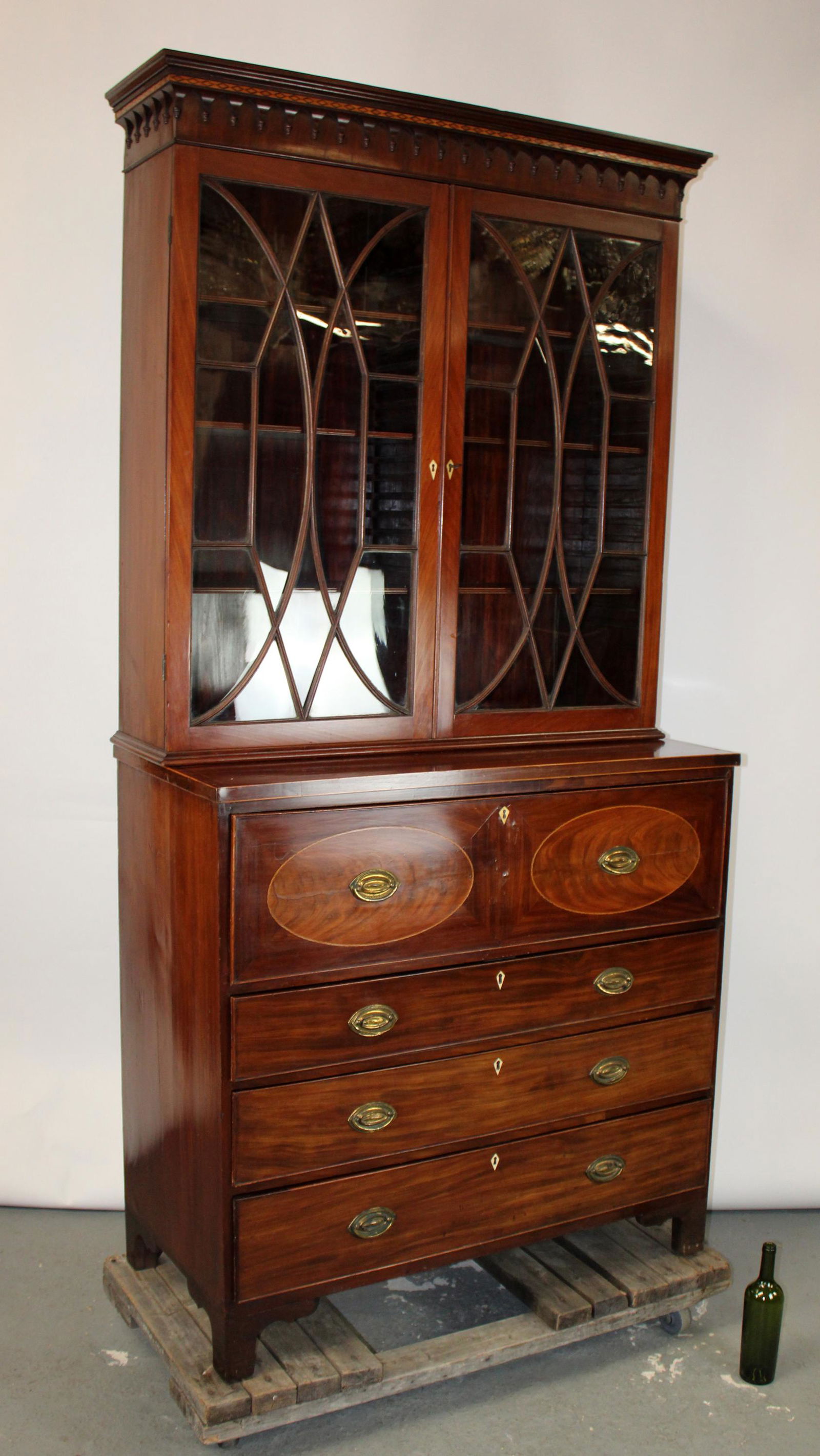 English Regency mahogany bureau bookcase (1 of 15)