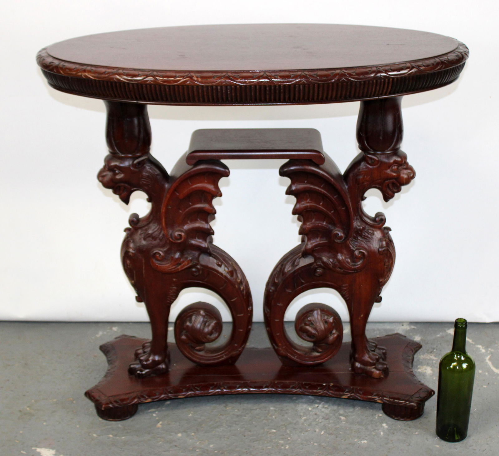 Mahogany double griffin base pedestal table (1 of 8)
