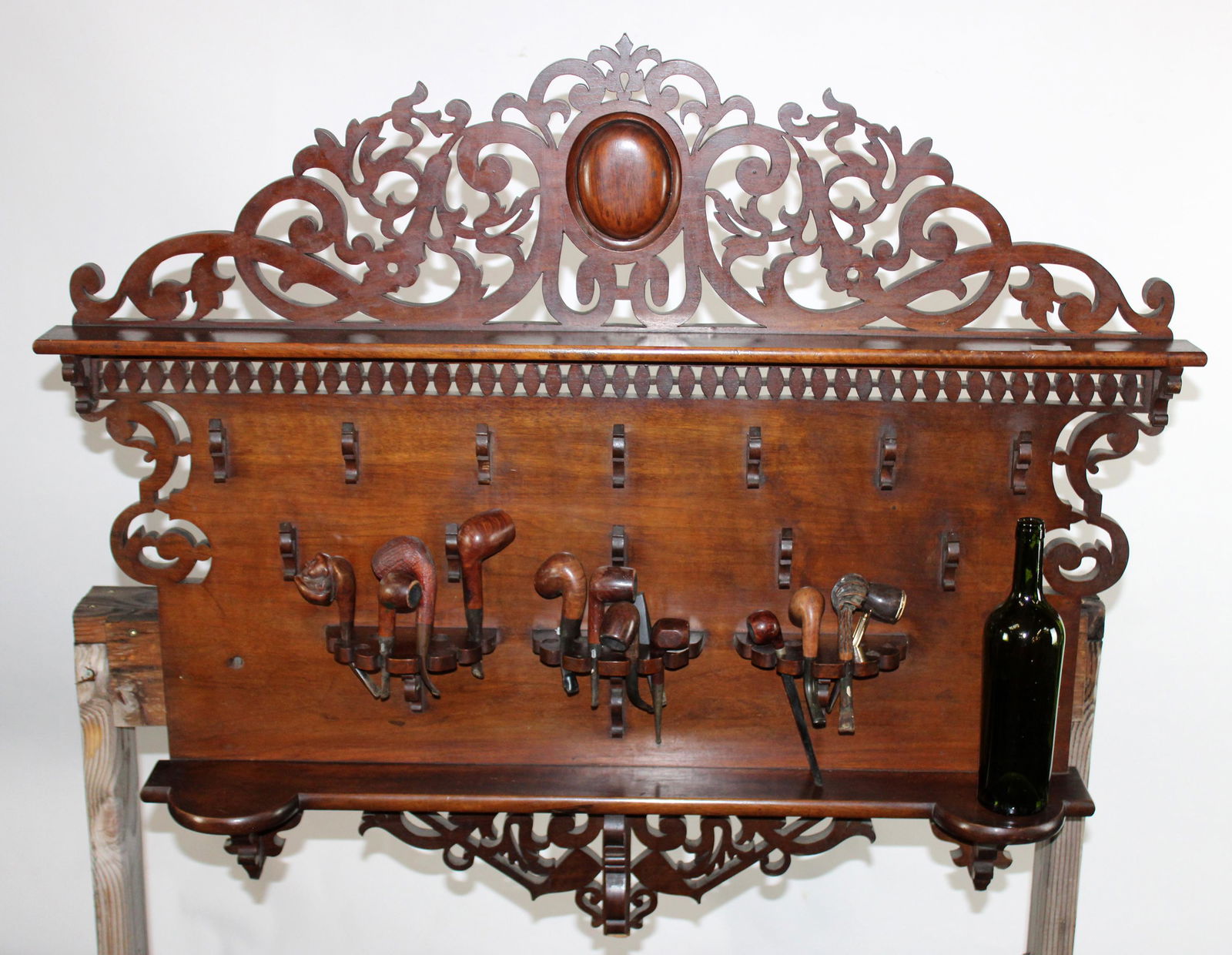 French Black Forest carved wall mount pipe holder (1 of 10)