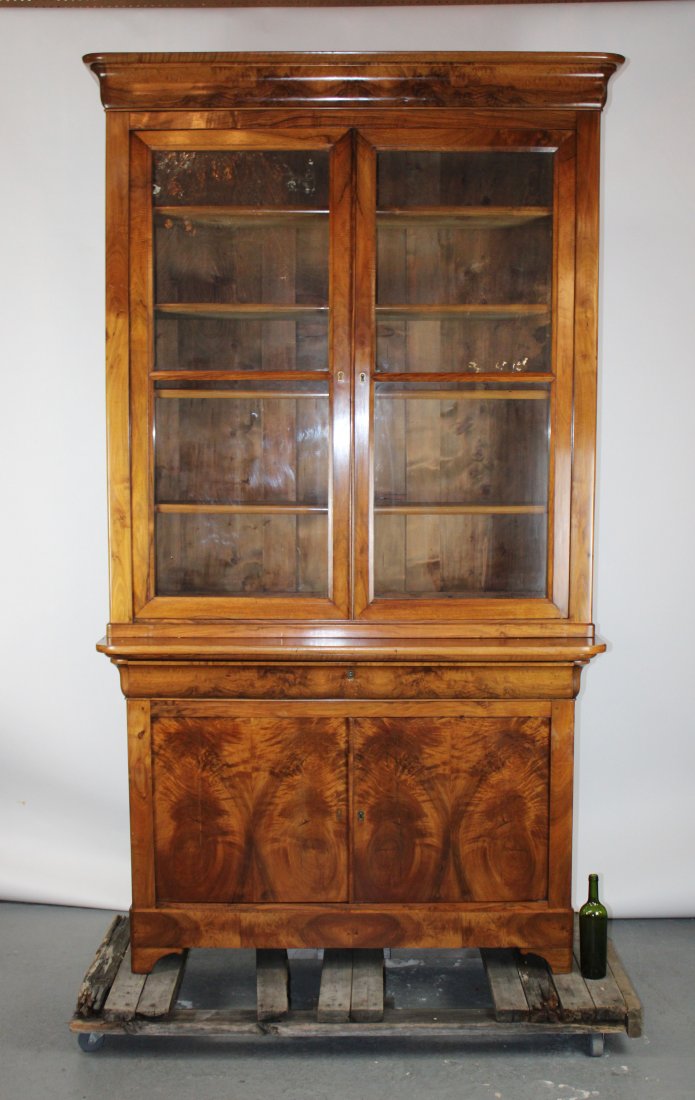 French Louis Philippe bookcase in burled walnut (1 of 8)