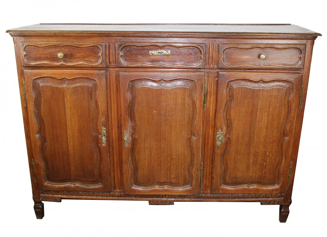 French Provincial 3 door sideboard in oak (1 of 12)