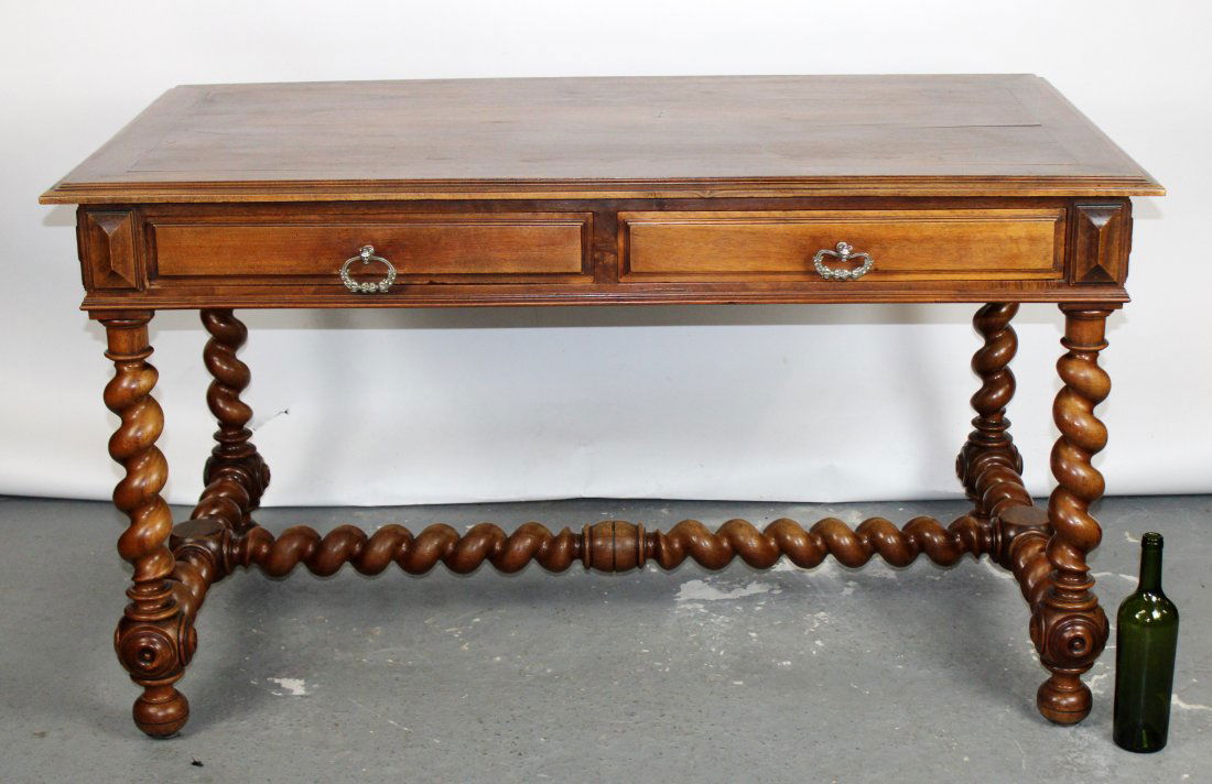 French bureauplat desk in walnut with 2 drawers (1 of 10)