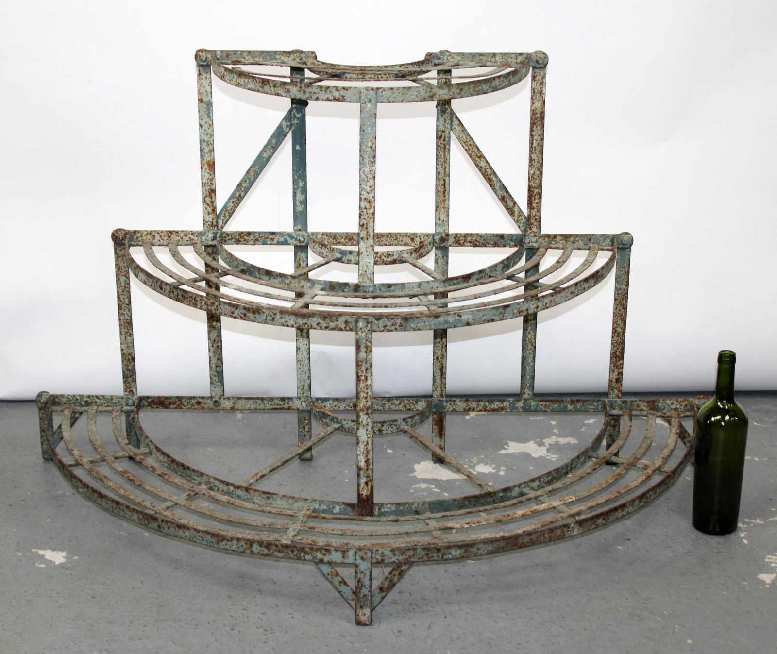 French demi-lune tiered iron garden plant stand (1 of 8)