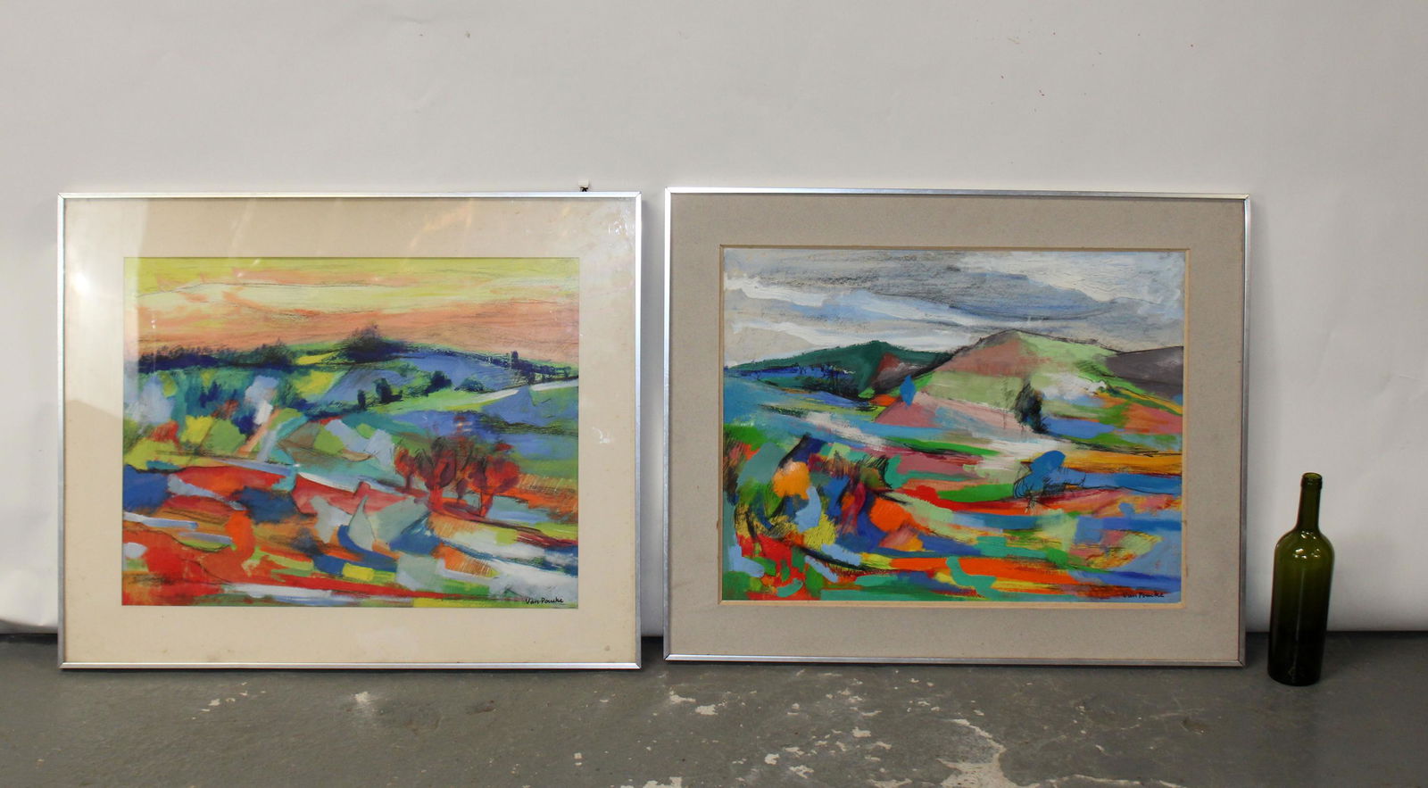 (2) Pierre Van Poucke abstract landscape paintings (1 of 8)