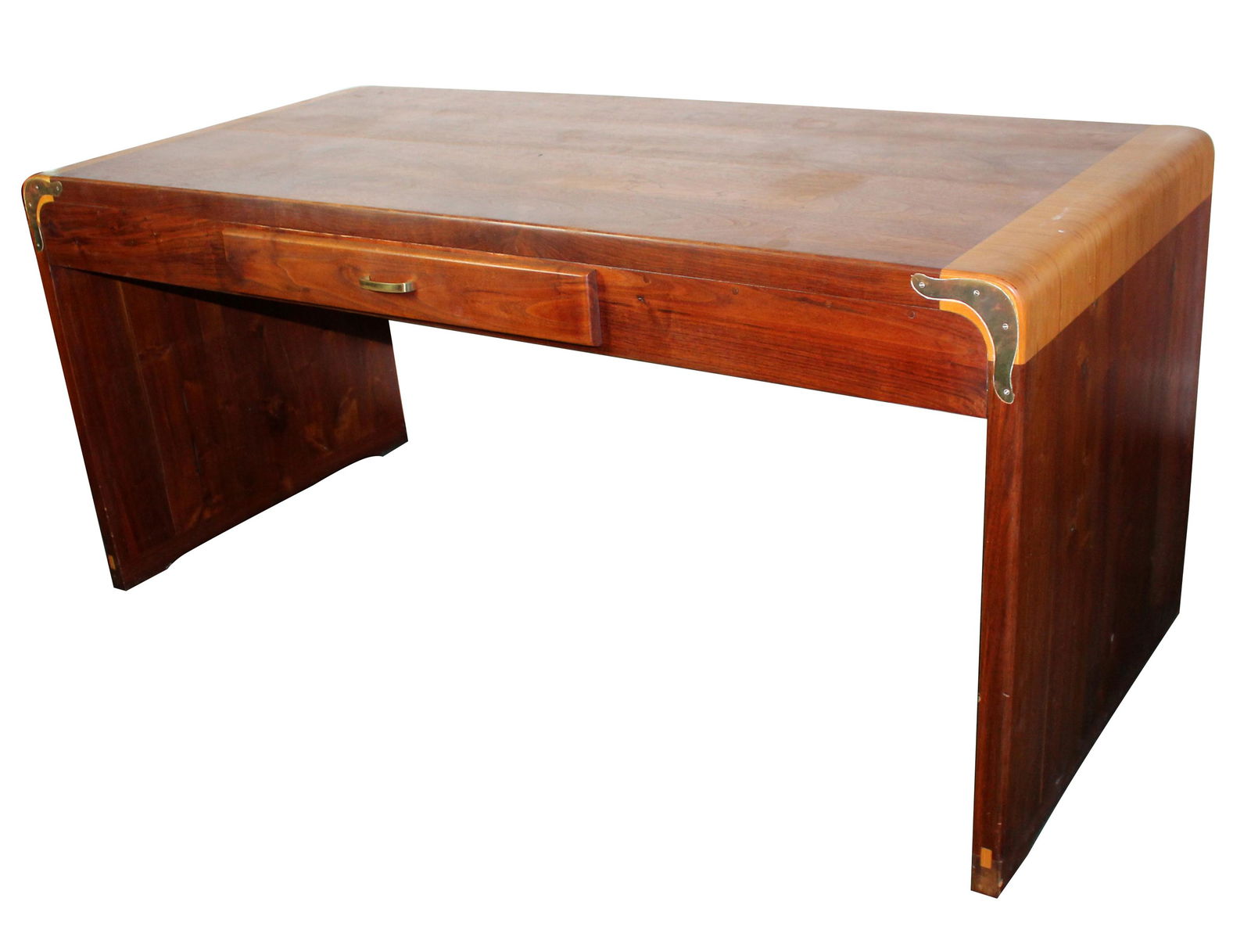 MCM waterfall style desk in teak wood (1 of 8)