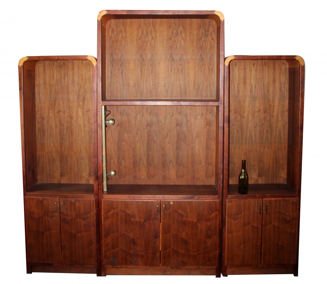 MCM style 3 section open bookcase (1 of 7)