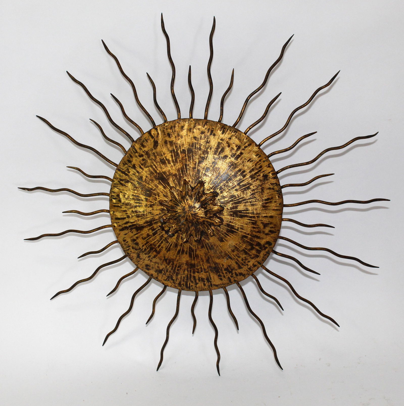 French Mid Century gilt iron sunburst sconce (1 of 9)