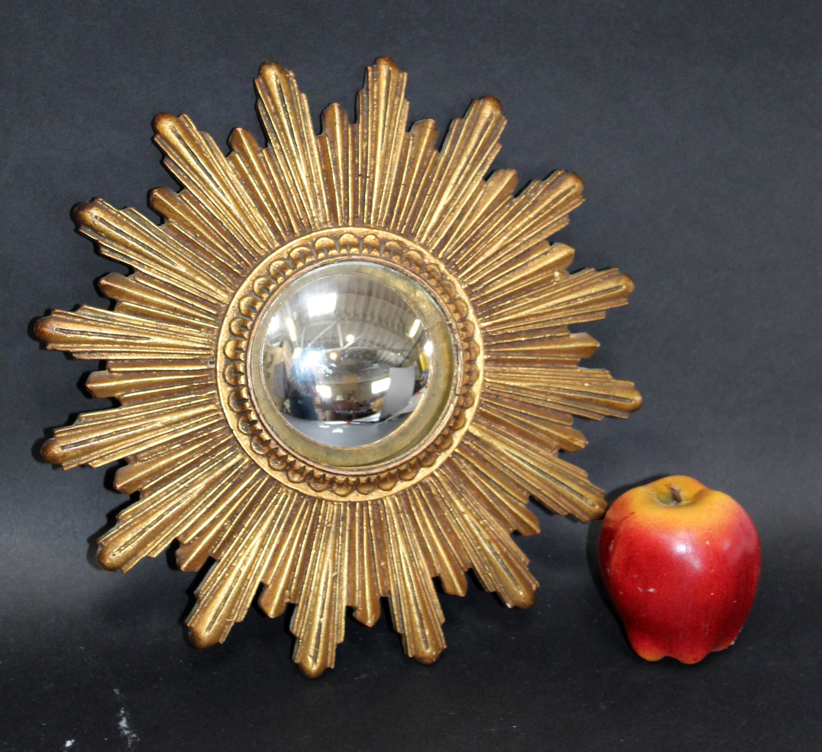Small French gilt convex sunburst mirror (1 of 5)