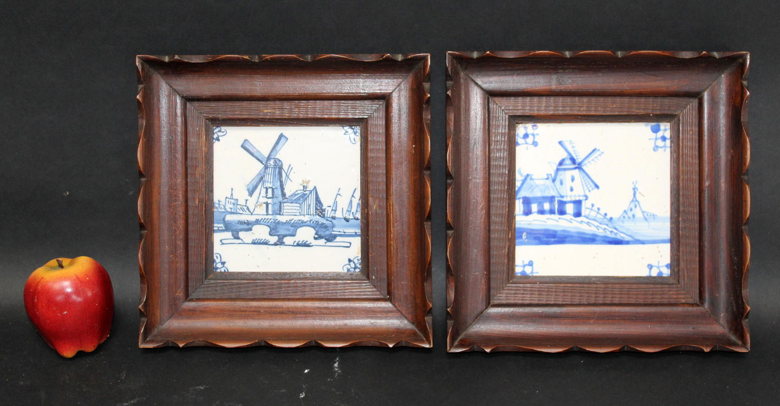 Lot of 2 Delft framed tiles with windmills (1 of 5)