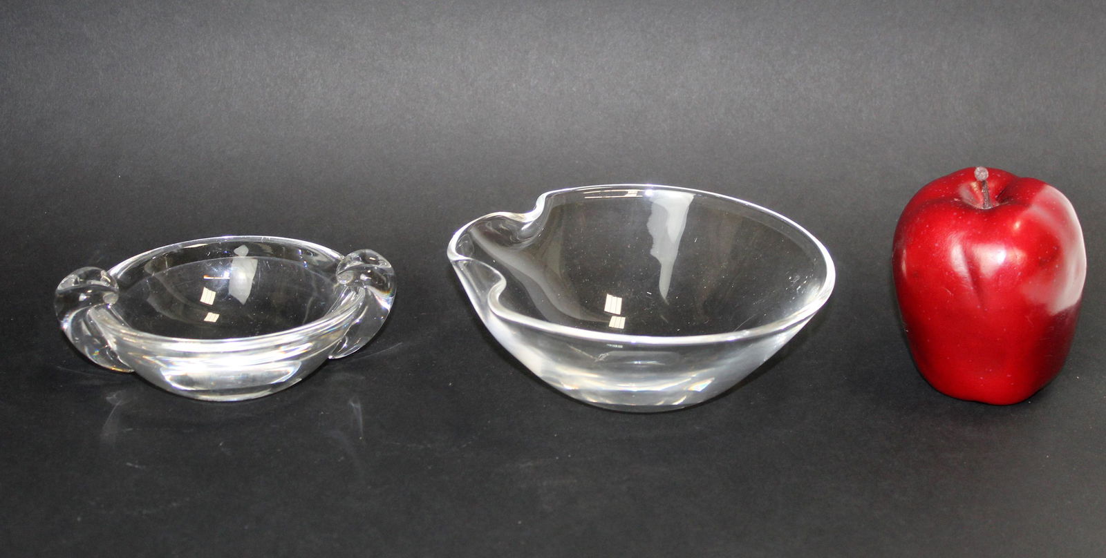 Lot of 2 crystal bowls: Lot of 2 crystal bowls: 1 Orrefors bowl 2"h x 5 3/8" dia and 1 Steuben bowl 2 1/4"h x 6" dia