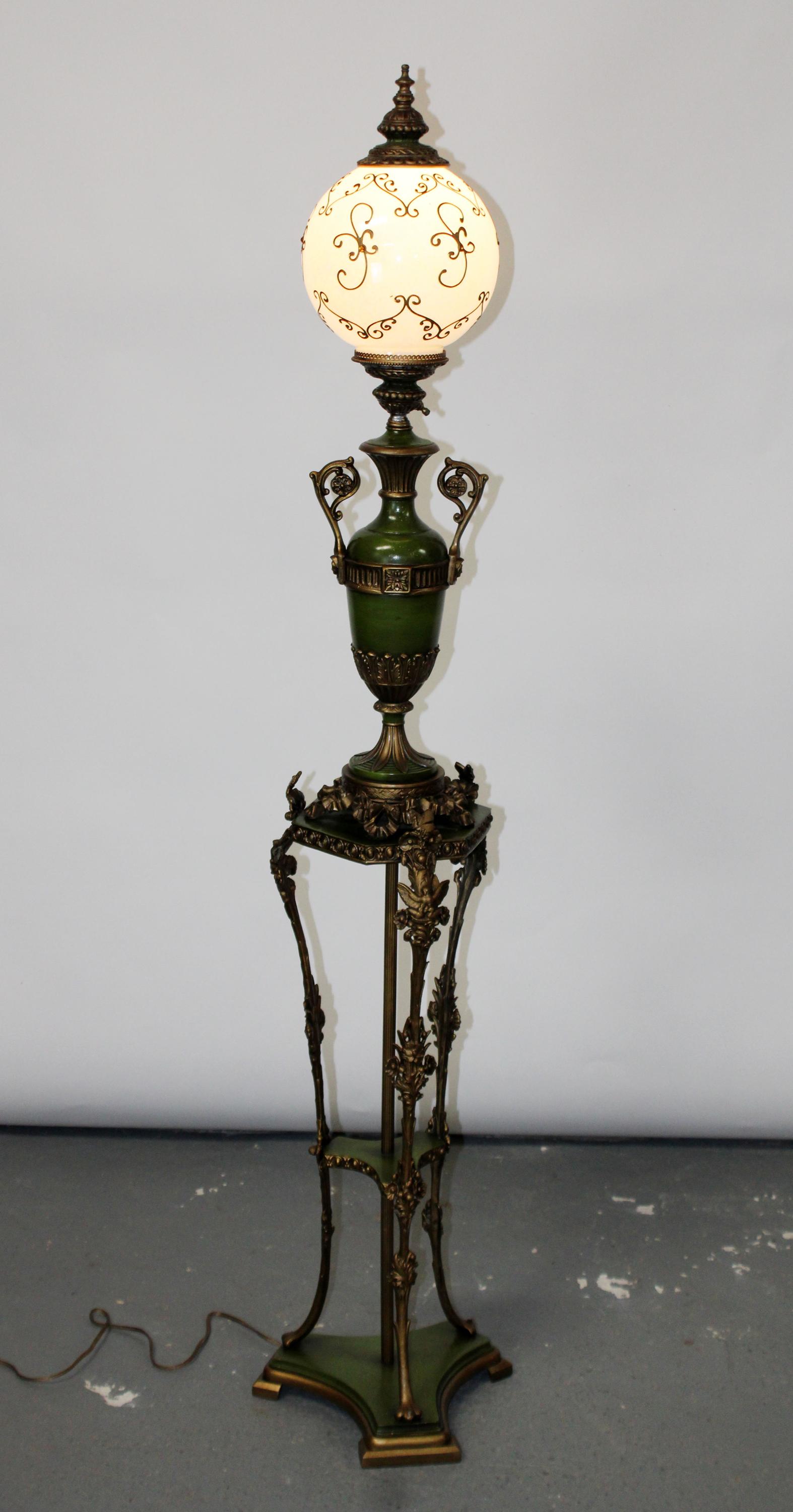 American urn form floor lamp with globe glass shade (1 of 6)