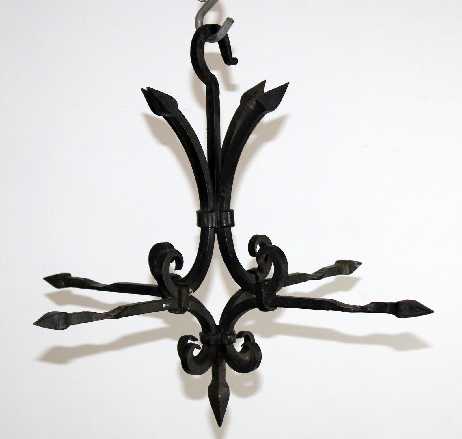 French forged iron hanging pot rack (1 of 7)