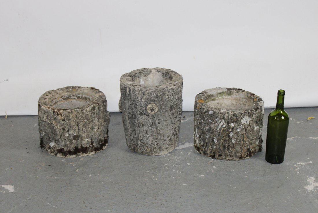 Lot of 3 French faux bois planters (1 of 5)