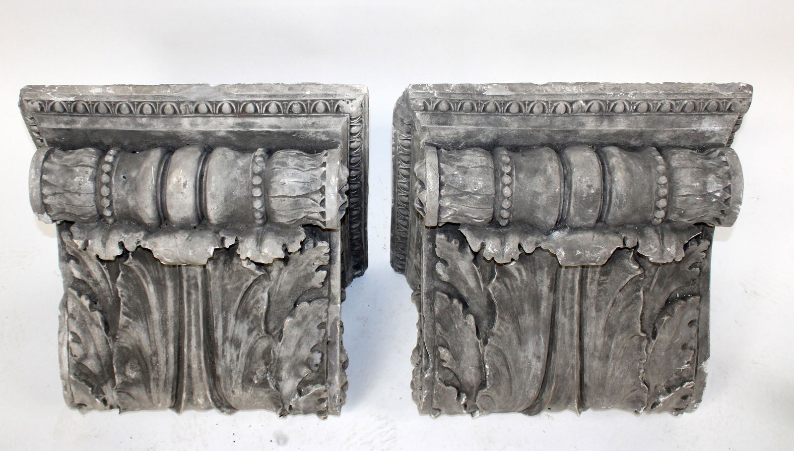 Pair of cast plaster corbels with acanthus scrolls (1 of 7)