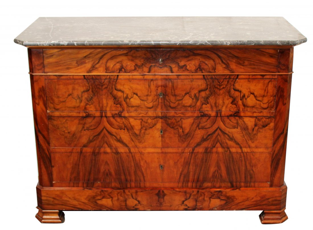 French Louis Philippe burled commode with marble top (1 of 10)