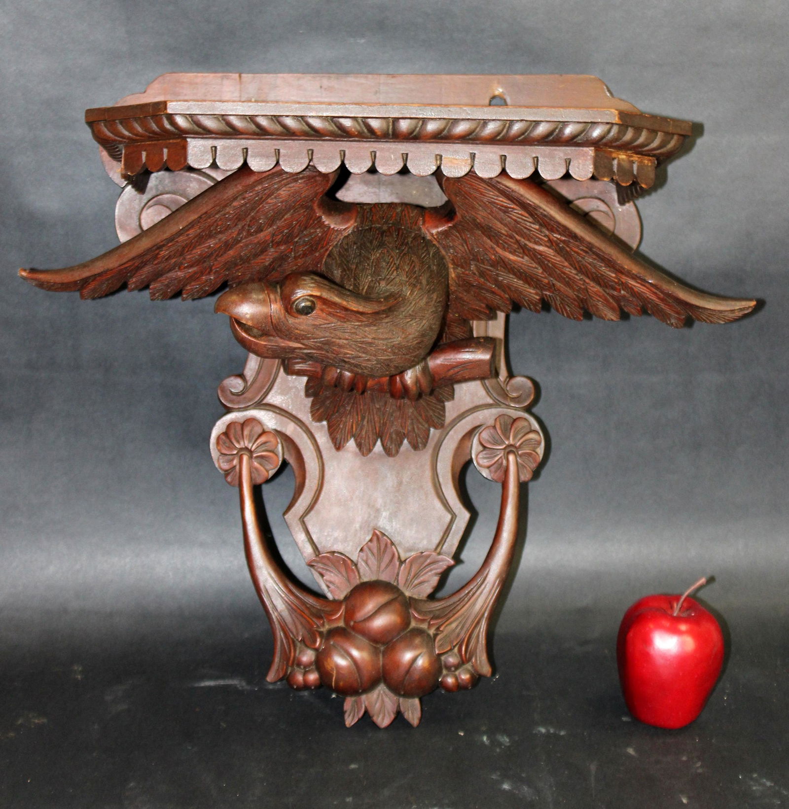 French carved wooden wall shelf with eagle (1 of 9)