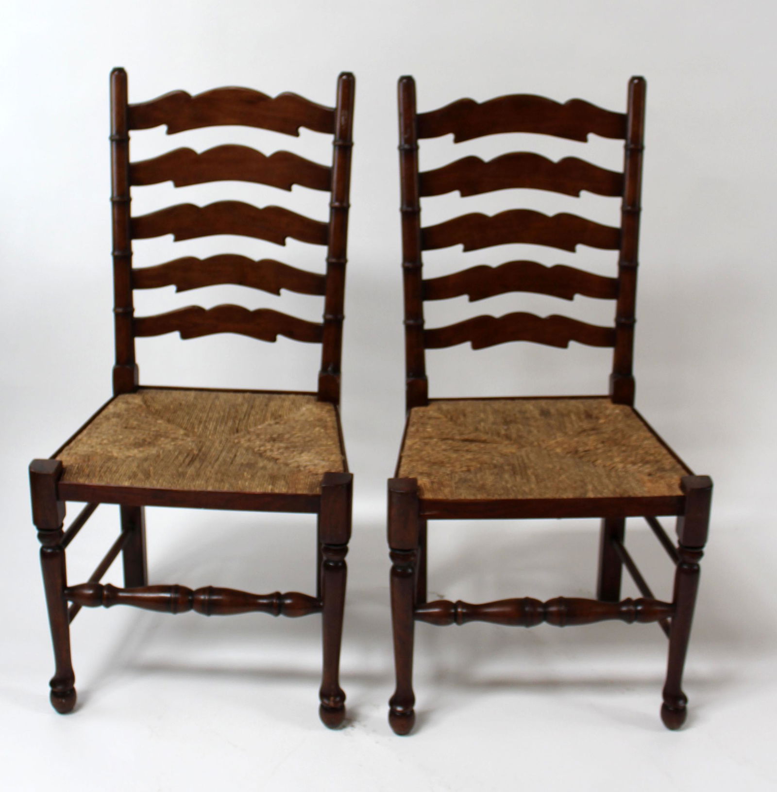 Pair of ladder back rush seat side chairs (1 of 6)