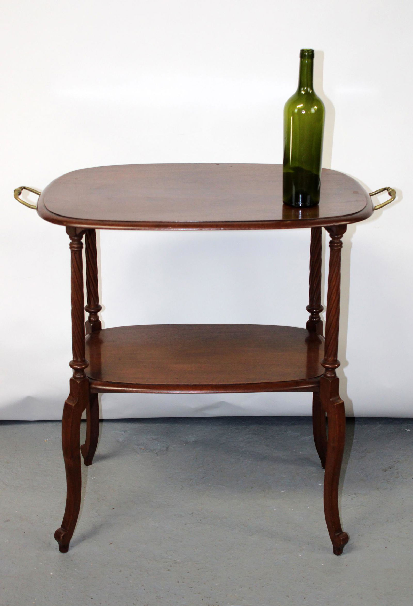 French 2 tier tea table in walnut (1 of 8)