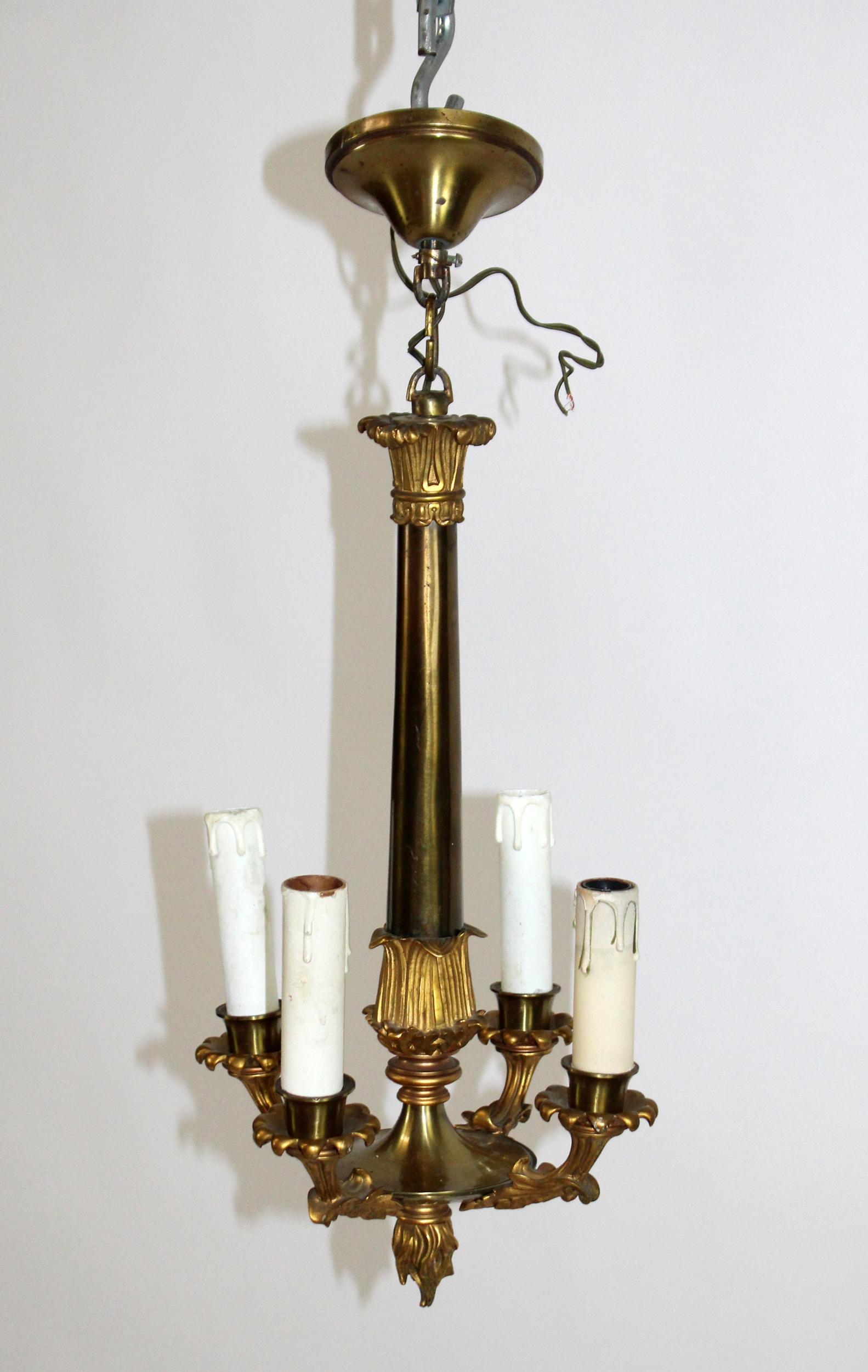 French Empire style bronze 4 arm chandelier (1 of 4)