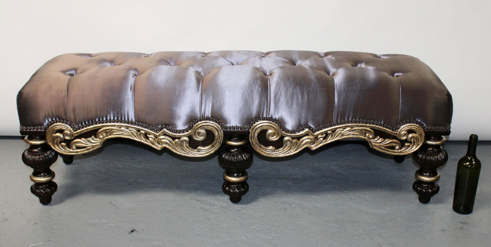 Rococo style upholstered bench (1 of 8)