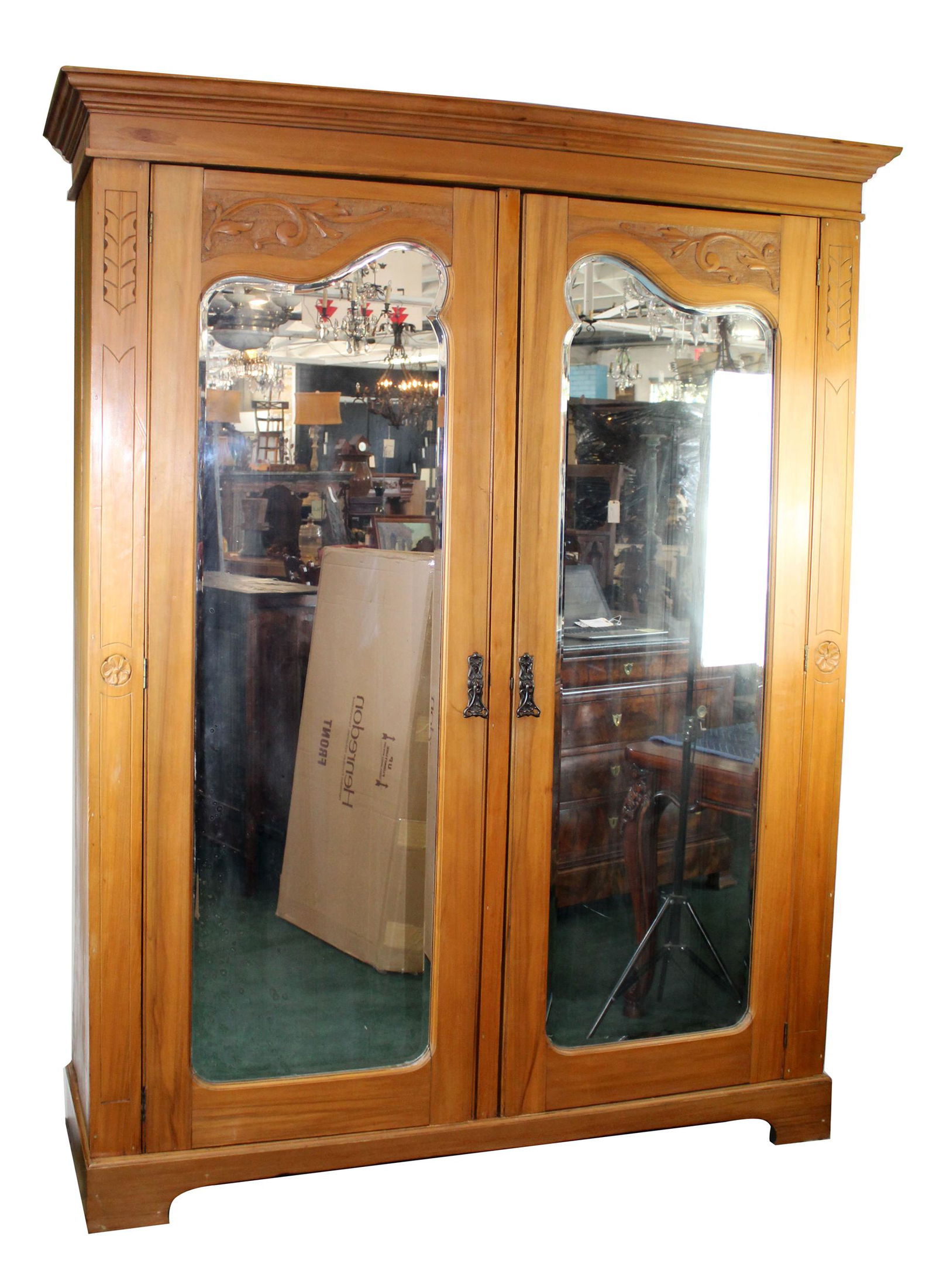 Antique English pine wardrobe (1 of 9)