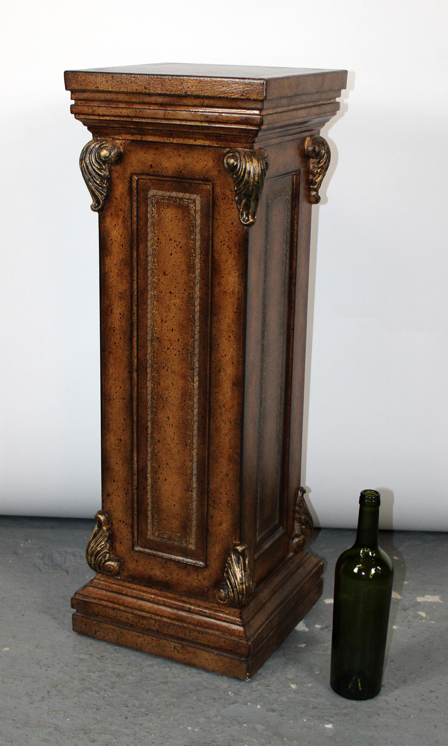 Maitland Smith tooled leather wrapped pedestal (1 of 12)