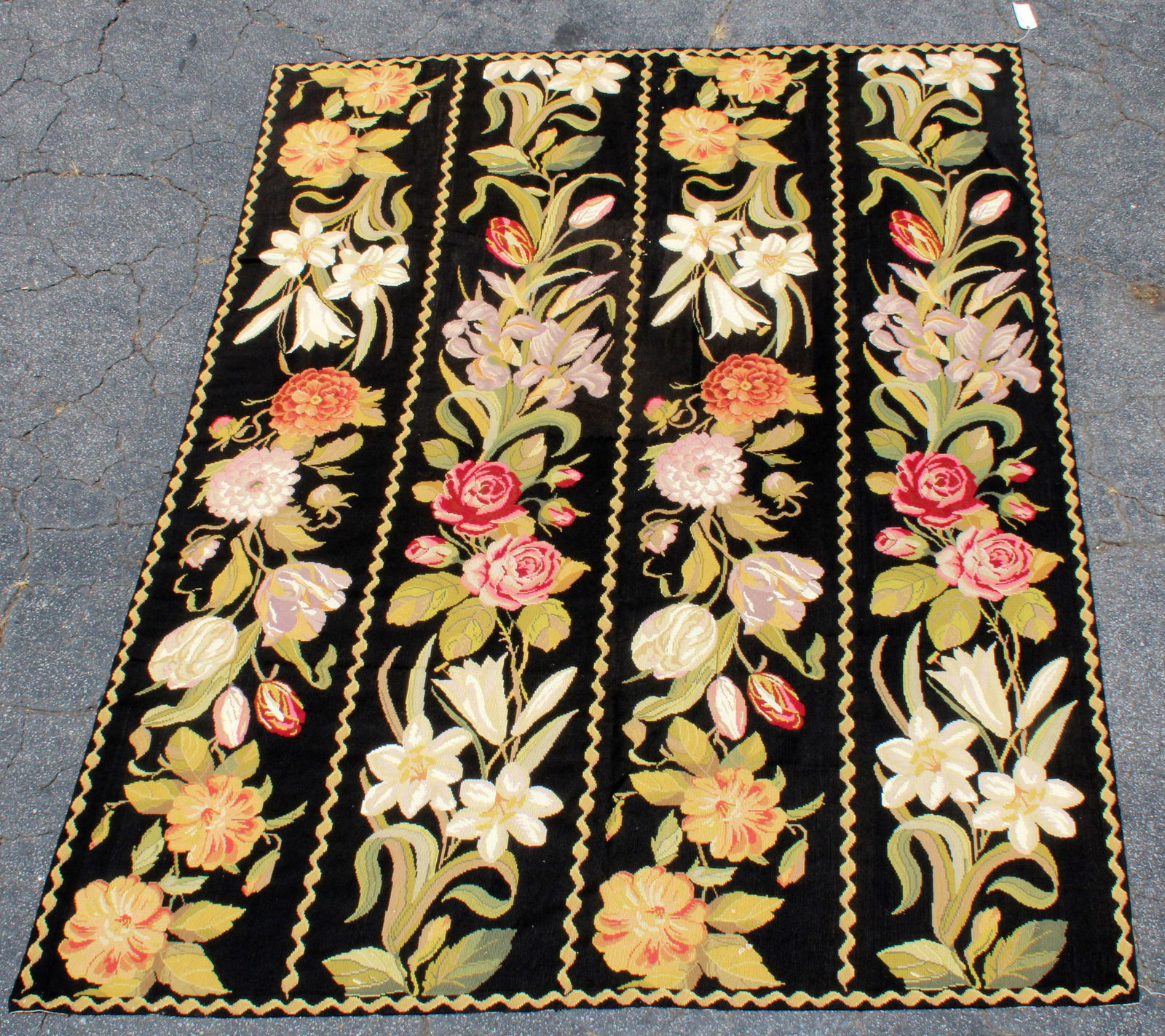 Black floral needlepoint rug (1 of 11)