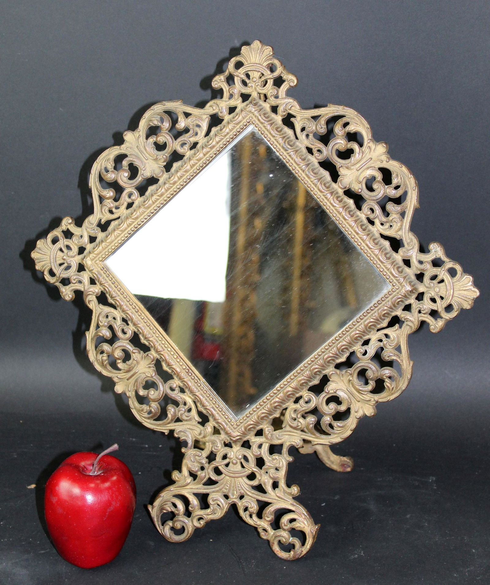 Antique Continental gilt cast iron dresser mirror (1 of 9)