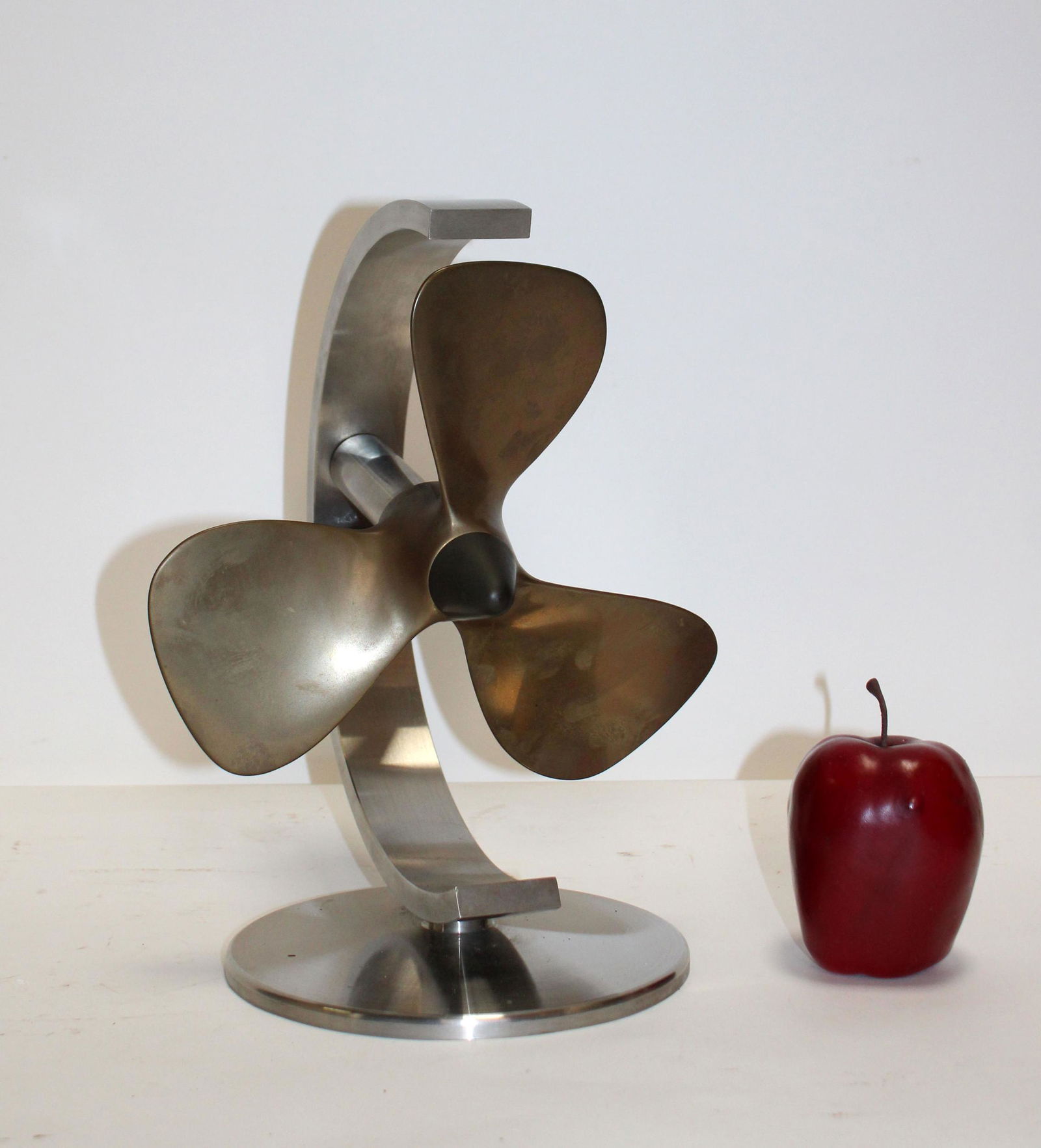 Bronze propeller sculpture on stainless steel stand (1 of 9)
