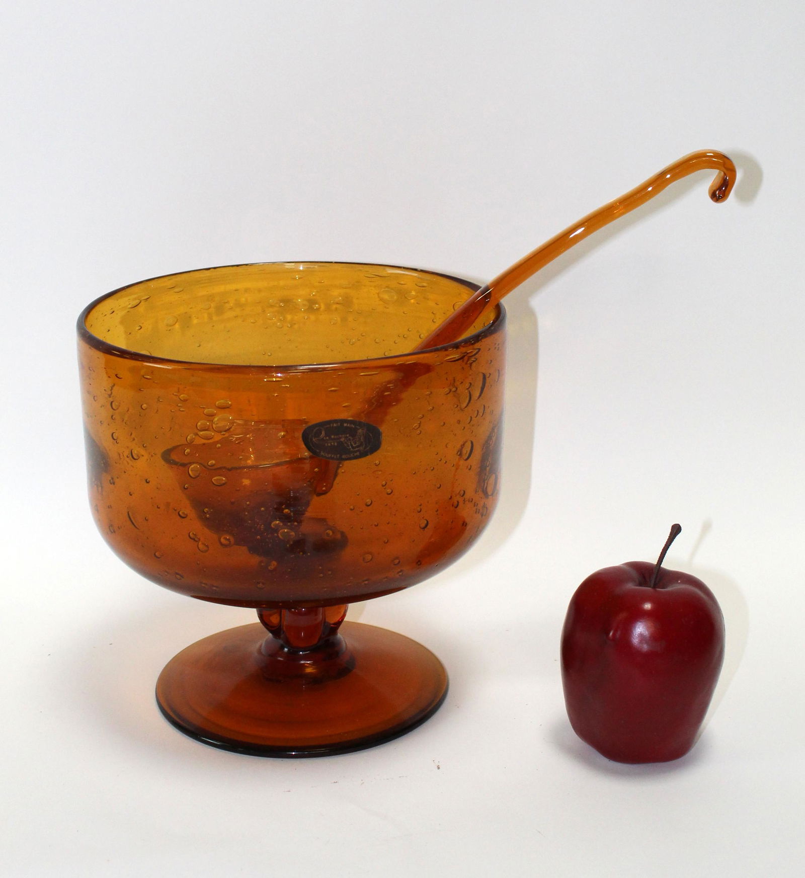 Vintage French La Rochere amber blown glass punch bowl (1 of 5)