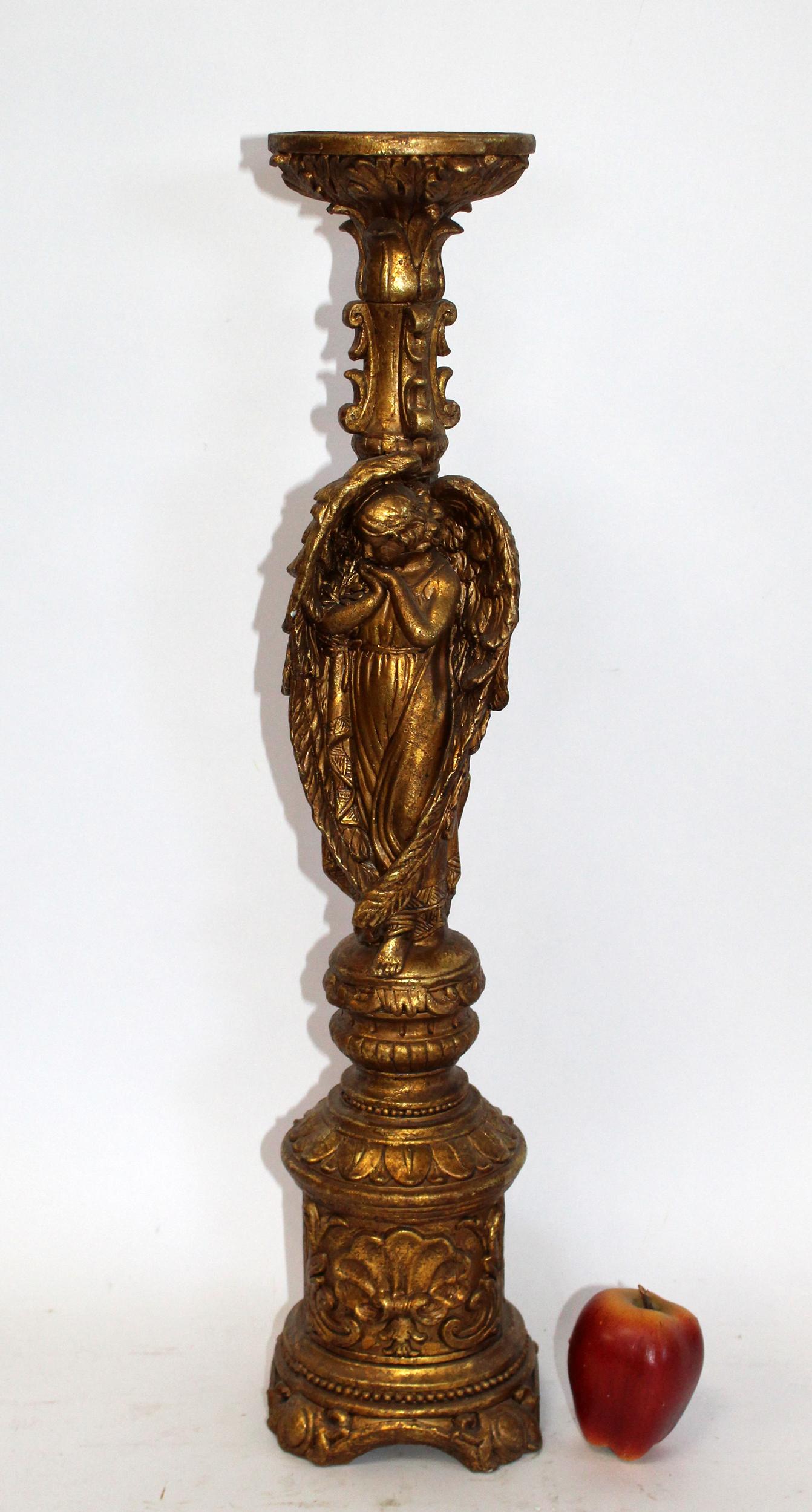 Gold painted cast angel candle holder (1 of 6)