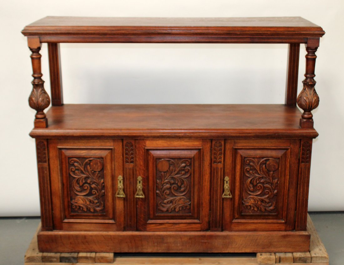 English tiered server in carved oak (1 of 8)