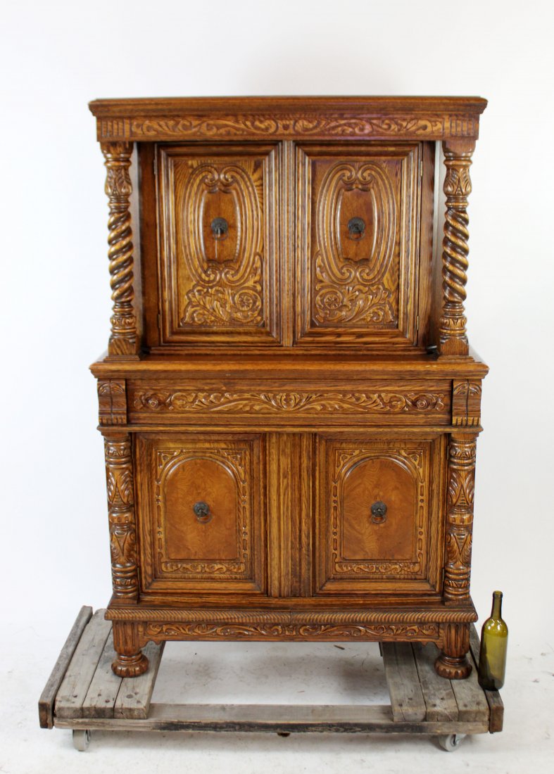 Jacobean carved oak court cupboard (1 of 6)