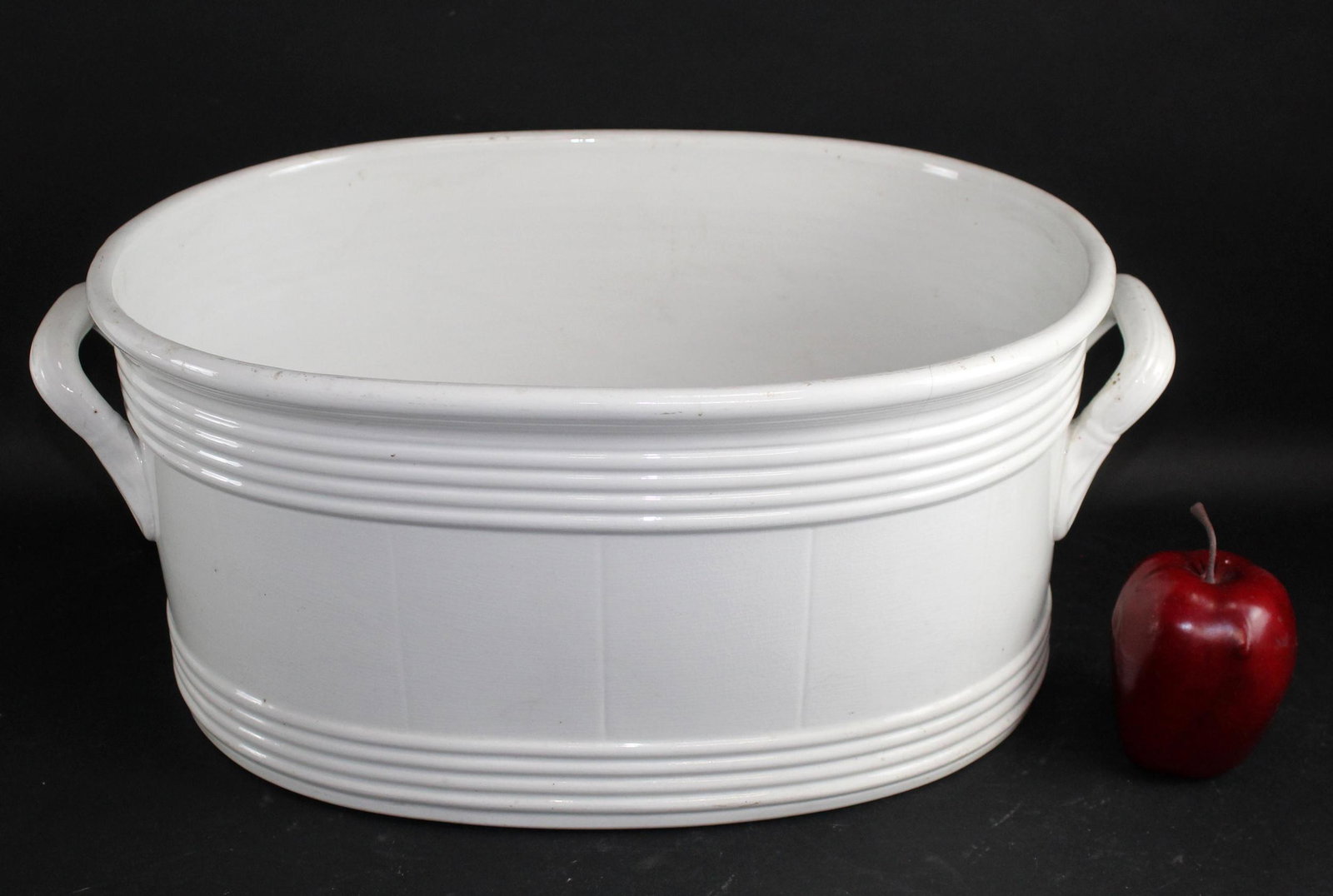 Belgian Boch Freres La Louviere wine cooler: Belgian Boch Freres La Louviere white ceramic wine cooler. 20th century. 8"h x 19"w x 12"d