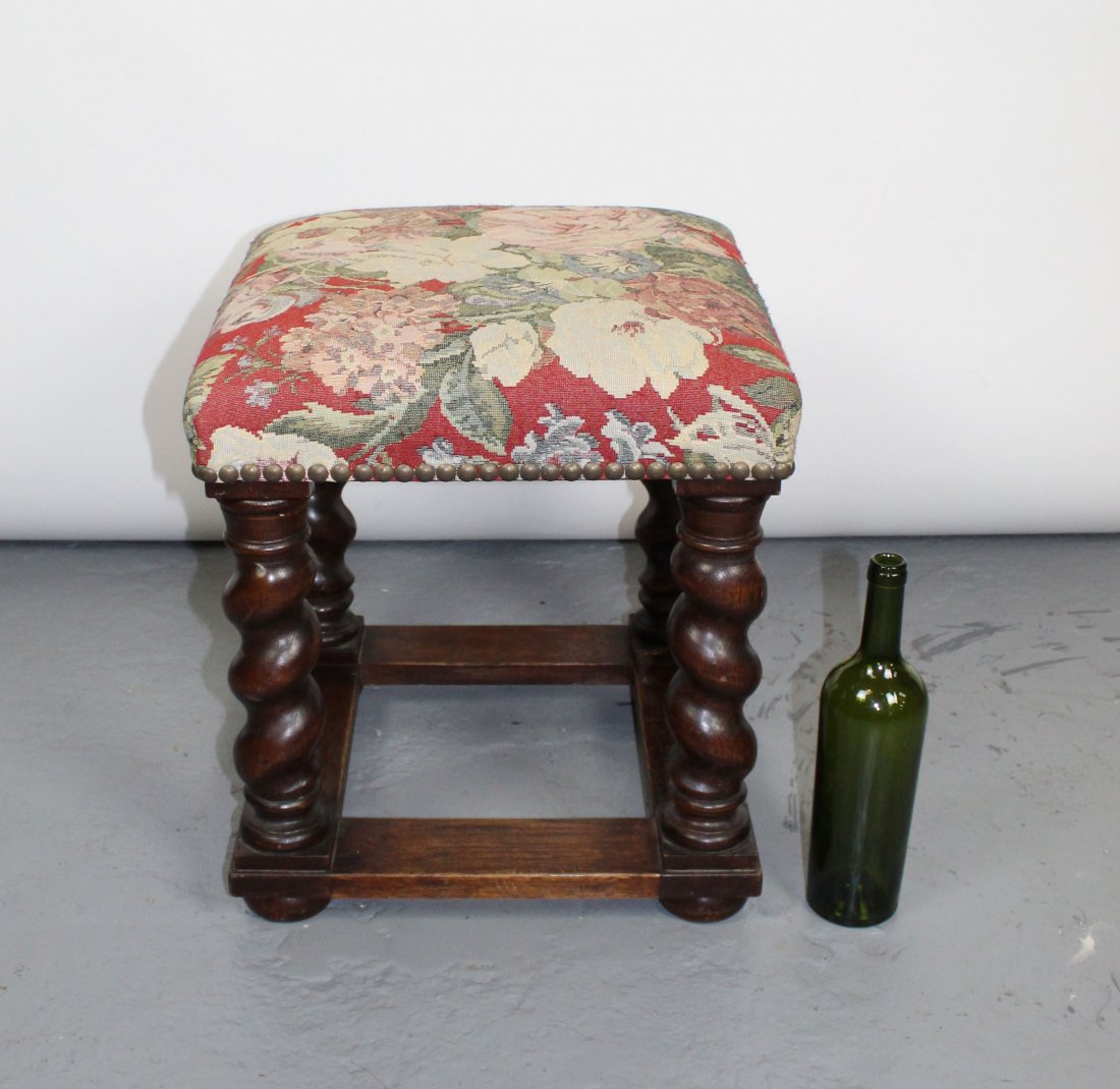 French barley twist stool in oak (1 of 7)