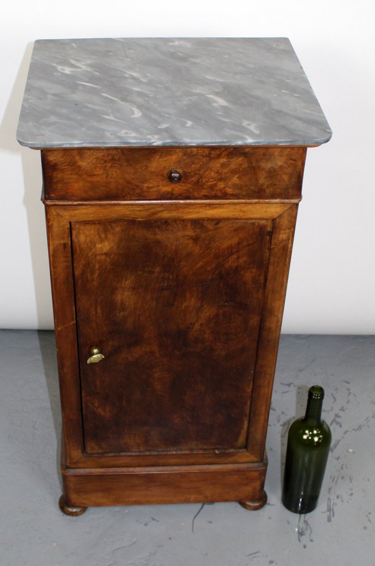 French Louis Philippe night stand in walnut and burled (1 of 10)