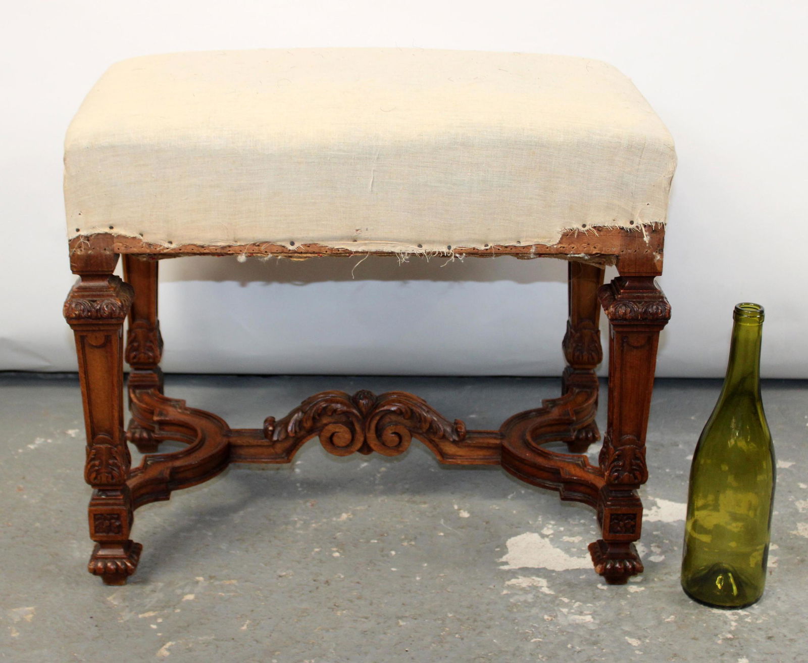 French Louis XIV carved walnut bench (1 of 7)