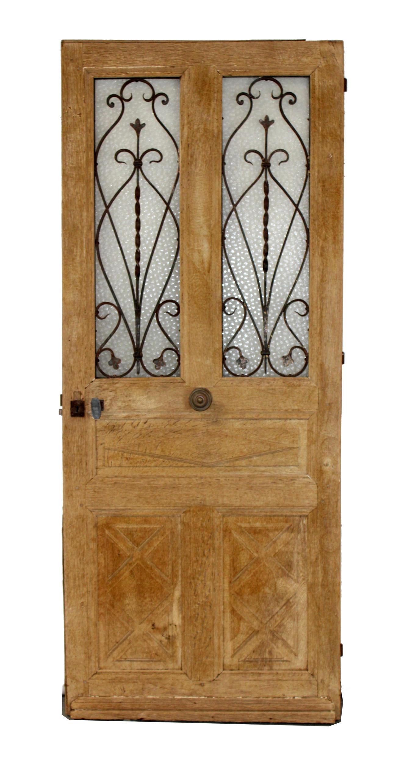 Antique French oak entry door with iron panels (1 of 9)